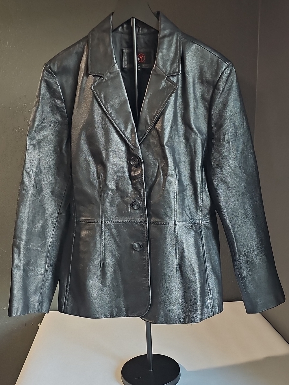 Studio Y Black Leather Blazer Jacket